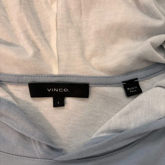 VINCE - Men’s Hoodie (L) - Pima Double Layer Long-Sleeve in Blue & White - Picture 3 of 4